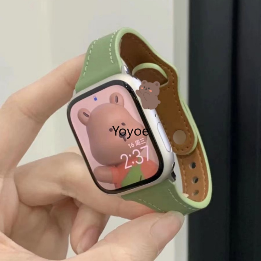 Dây Đeo Bằng Da Kích Thước Nhỏ 45mm 44mm 49mm 41mm 40mm 42mm 38mm Cho iWatch Series 1 2 3 4 5 6 SE 7 8 Ultra