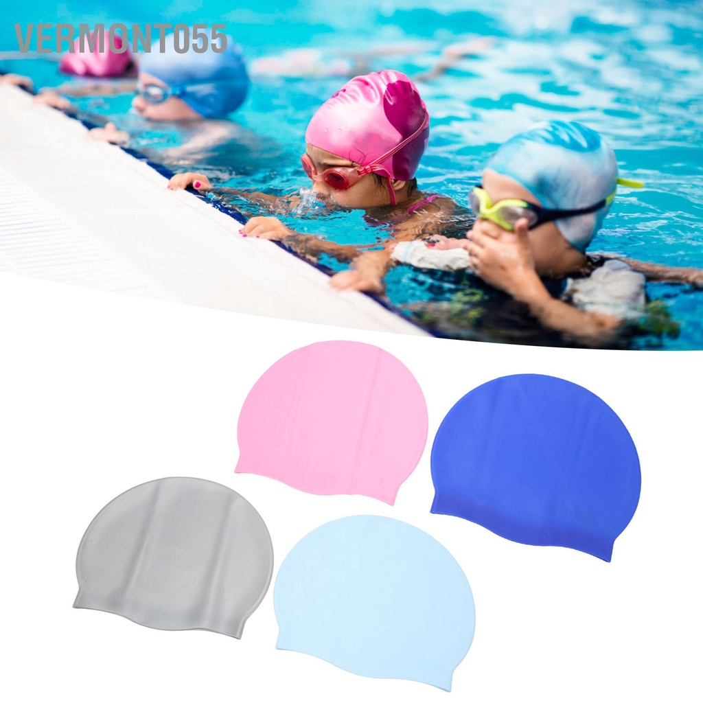Vermont055 2 Chiếc Mũ Bơi Chống Rách Thoải Mái Silicone Bền Dành Cho Nữ Người Lớn Thanh Niên Trẻ Em