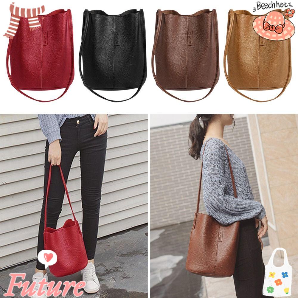 Túi Tote Da PU Đeo Vai Xếp Ly Thời Trang Cho Nữ