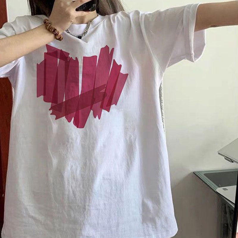 Áo Thun Nữ Ngắn Tay Cổ Tròn In Chữ Thời Trang Hàn Quốc Mới