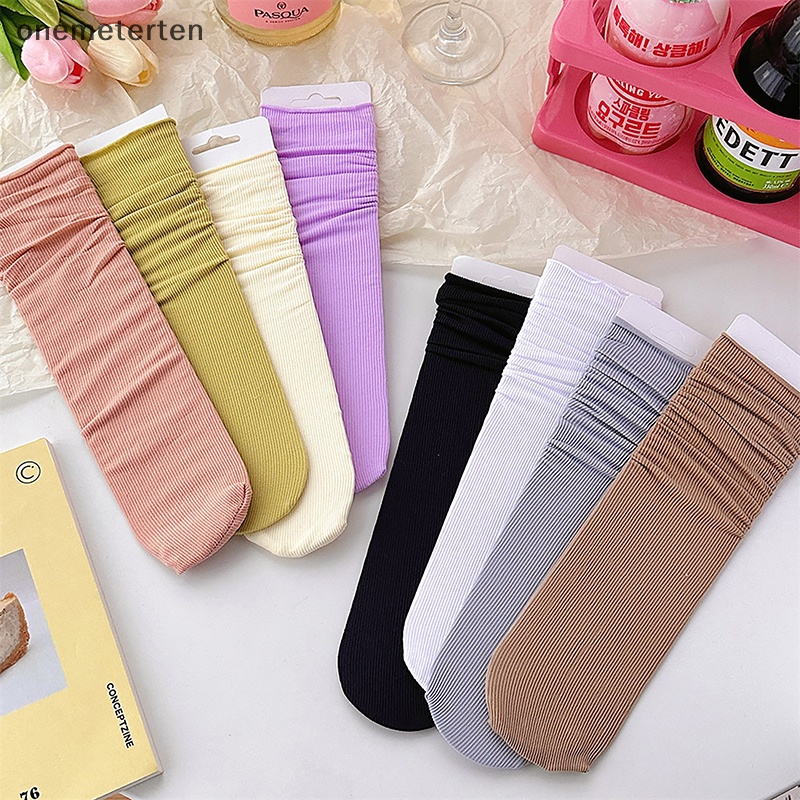 Rten 1 Đôi Vớ Dài Đến Giữa Bắp Chân Bằng Nylon Mỏng Mềm Thoáng Khí Màu Khaki Be Harajuku Thời Trang Mùa Hè Cho Nữ n