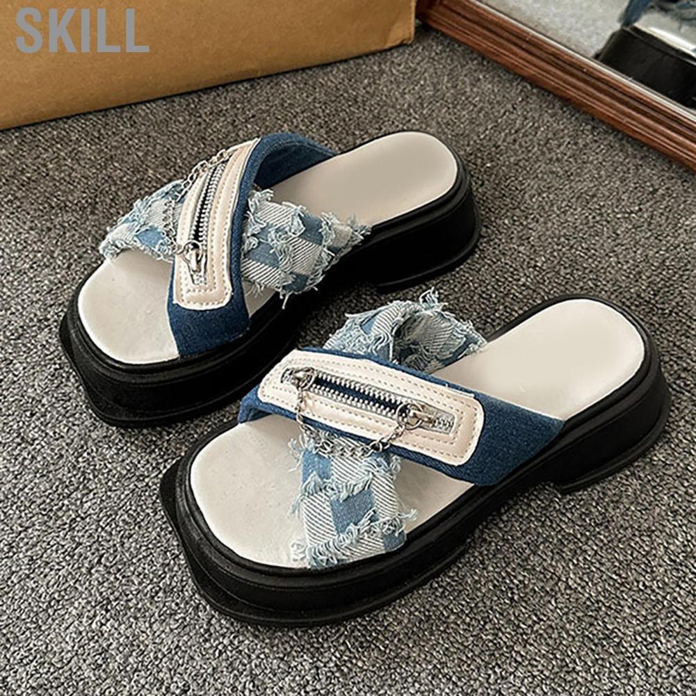 Skill Backless Platform Slides  Match Easily Durable Lightweight Silent Open Toe Sandals for Office School Party Business Outdoors Women