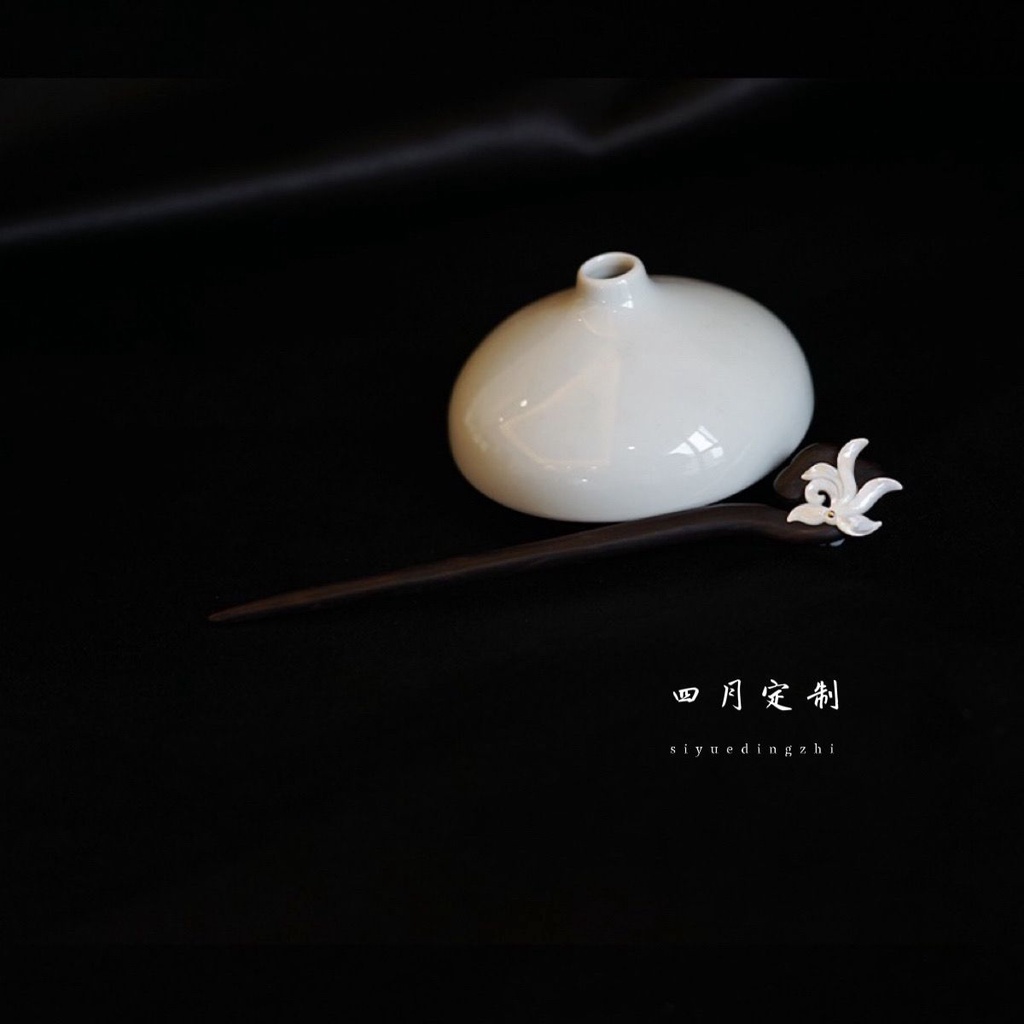 Kẹp Tóc Bằng Gỗ Mun Hình Bướm / Hoa Lan / Cá Ngựa Màu Trắng Thời Trang Mùa Hè Đơn Giản