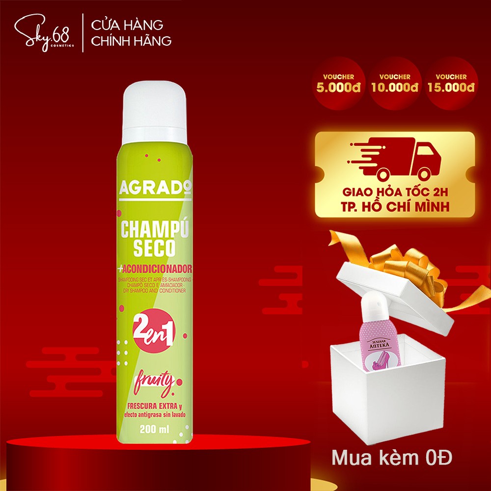 Dầu Gội Khô Hương Trái Cây Ngọt Ngào Agrado Fruity 200ml - XANH LÁ