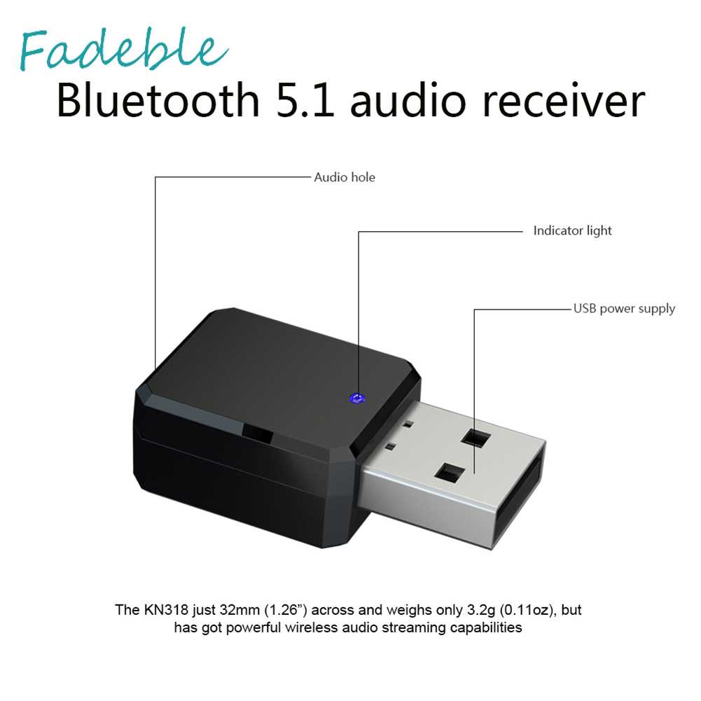 Thiết Bị Nhận Tín Hiệu Bluetooth 5.1 KN318 Jack Cắm 3.5mm Cho Xe Ô Tô