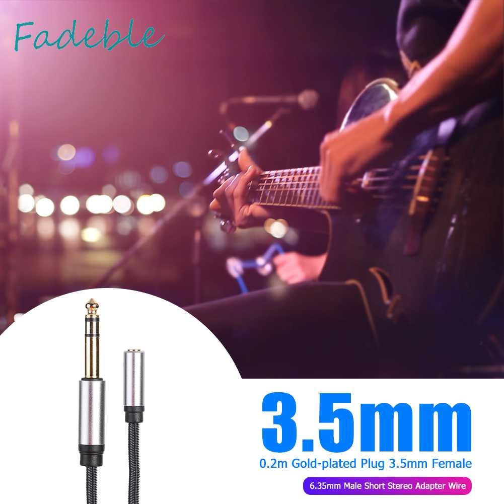 Dây Cáp Âm Thanh 0.2m Mạ Vàng Chuyển Đổi Đầu Cái 3.5mm Sang Đầu Đực 6.35mm