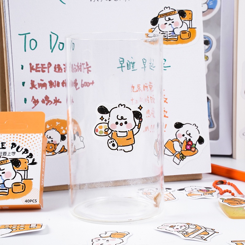 Bộ 40 Hình Dán Trang Trí Sổ Tay Hình Chú Chó Đơn Giản Xinh Xắn