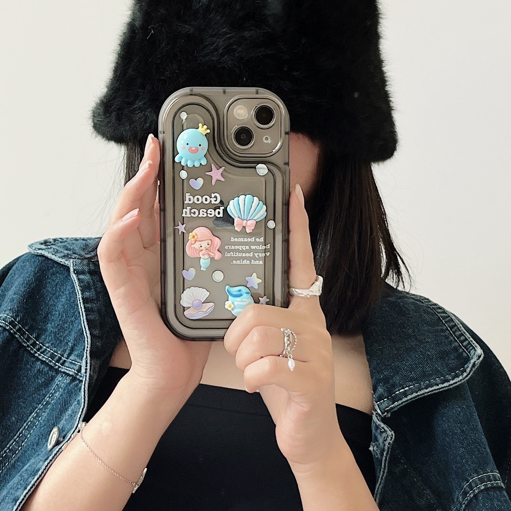 Ốp Điện Thoại Tpu Mềm Trong Suốt Chống Rơi Hình Mực Sáng Tạo Cho iPhone 14 Plus 13 12 11 Pro Max