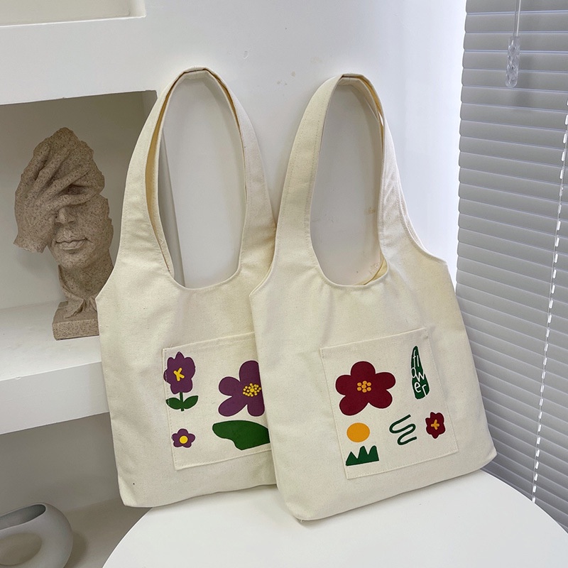 OFF-WHITE One Túi Đeo Vai Bằng Vải canvas In Hình Hoa Thời Trang Dành Cho Nữ