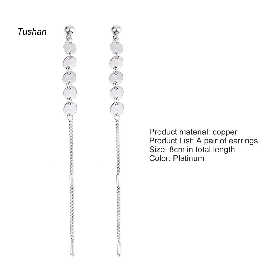 Bông Tai Dáng Dài Hình Tròn Phối Tua Rua Phong Cách Hàn Quốc Thời Trang Dự Tiệc Sang Trọng