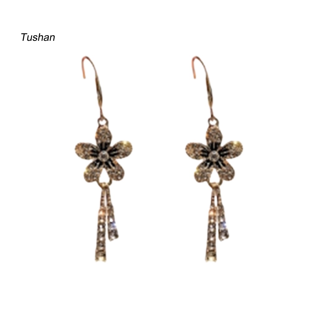 1 Đôi Bông Tai Tua Rua Hình Hoa Phong Cách Hàn Quốc Dành Cho Cô Dâu