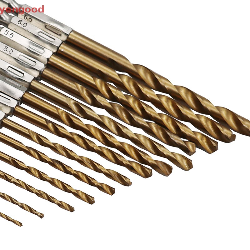 Dpfksp 13 Cái 1 / 4 Chuôi lục giác 1.5-6.5mm Mũi khoan thép tốc độ cao HSS Bộ công cụ