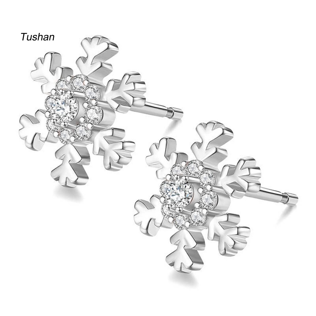 1 Đôi Bông Tai Hình Hoa Tuyết Đính Đá Lấp Lánh Dành Cho Nữ