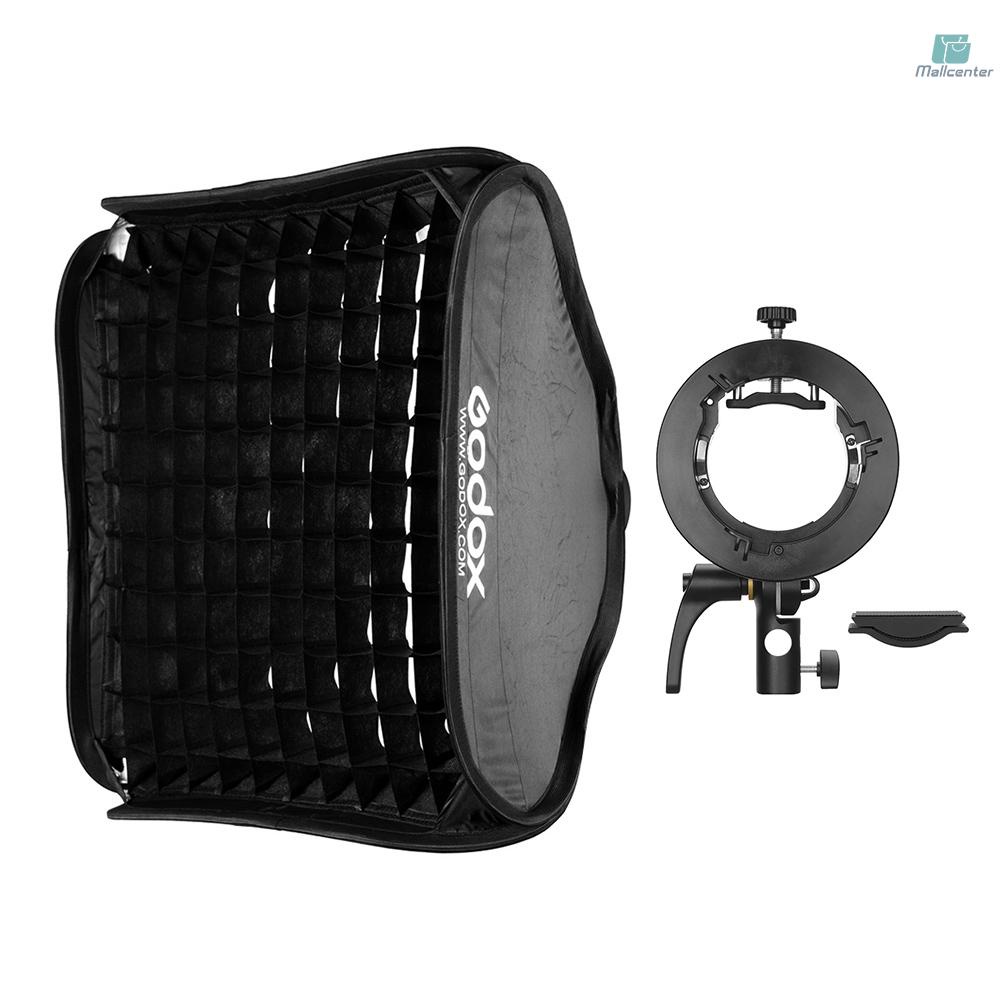 Godox 60 * 60cm/24 * 24inch Flash Softbox Diffuser Inner Grid with S2-type Bracket Bowens Mount Carry Bag for Flash Speedlite Compatible with Godox AD200Pro/V1 series/TT350 series/V860Ⅱ series/AD400Pr