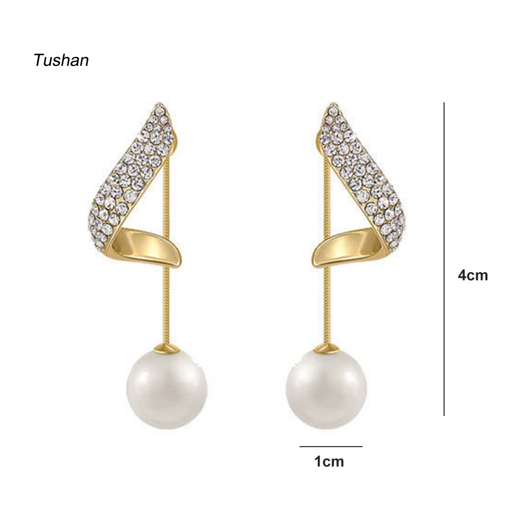 1 Đôi Bông Tai Đính Đá Ngọc Trai Giả Sang Trọng