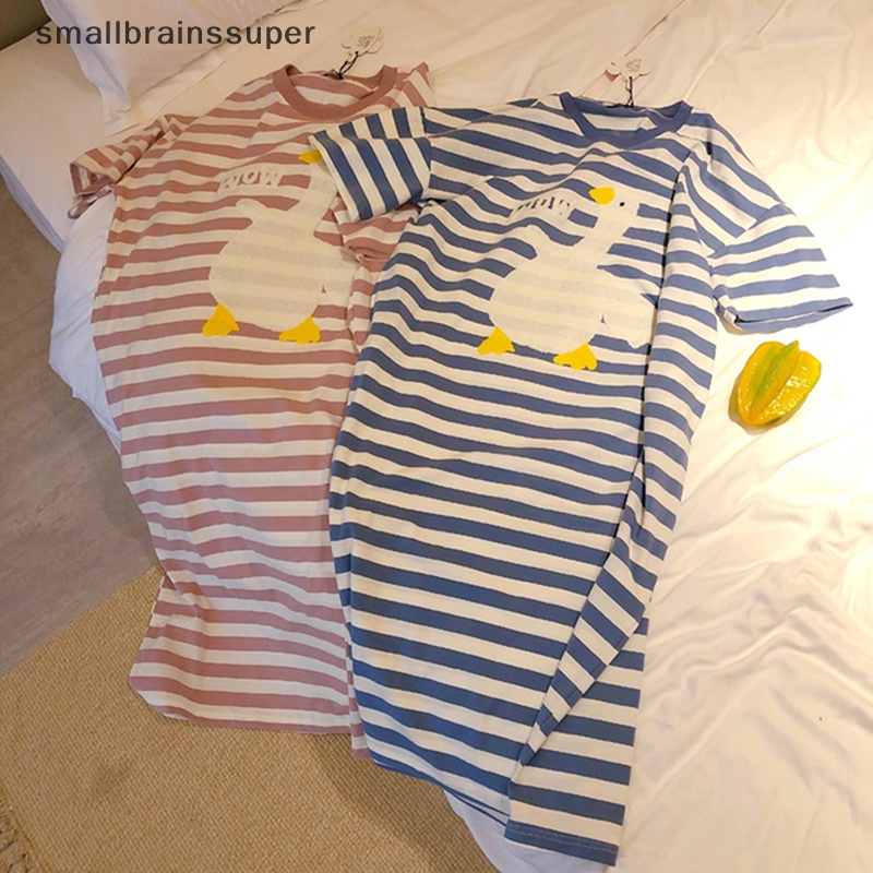 Đồ ngủ Ngắn Tay Cổ Tròn Form Rộng Họa Tiết Kẻ Sọc Cho Nữ SBS