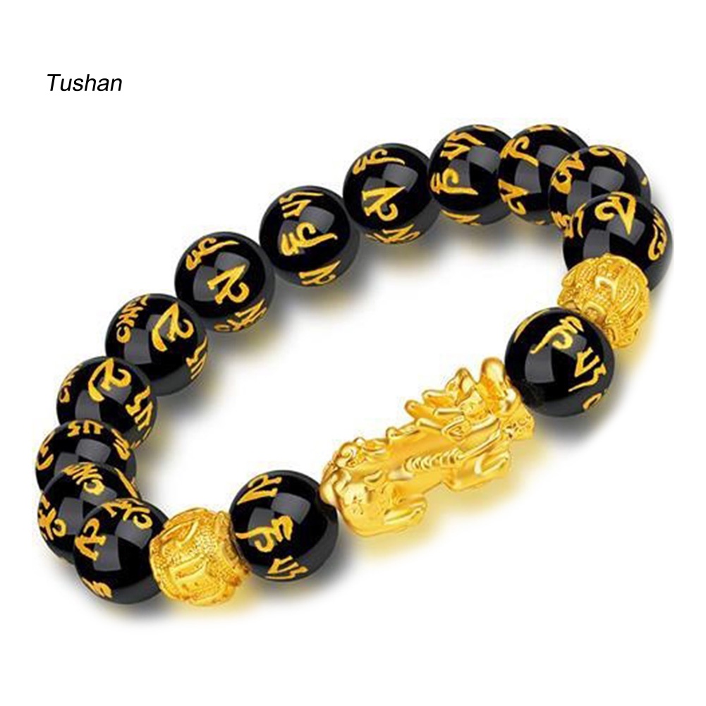 Vòng Tay Chuỗi Hạt Đá Obsidian Nhân Tạo Thời Trang Unisex