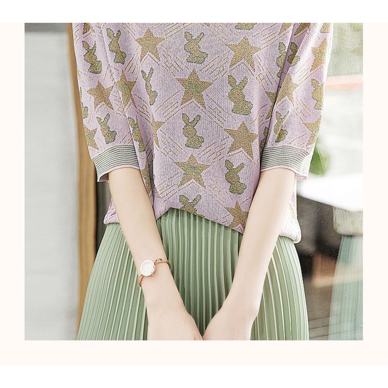 Áo Thun Tay Ngắn Cổ Tròn Bằng Lụa Lạnh Thời Trang Mùa Hè Cho Nữ