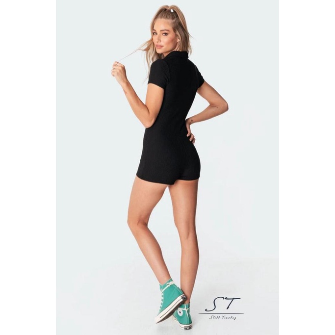 Jumpsuit Ngắn Màu Đen Cổ Bẻ Thời Trang Mùa Hè CY03 Cho Nữ