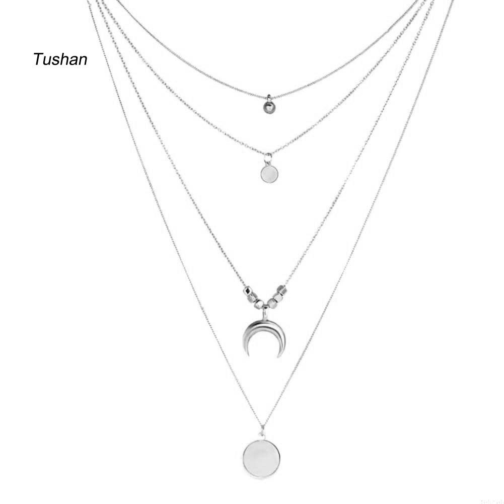 Vòng cổ Nhiều Lớp Mặt Trăng Khuyết Thời Trang Cho Nữ