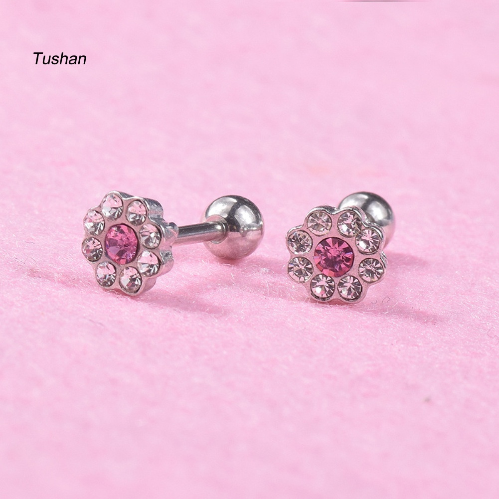 1 Khuyên Tai Hình Bông Hoa Đính Đá Zircon Thời Trang