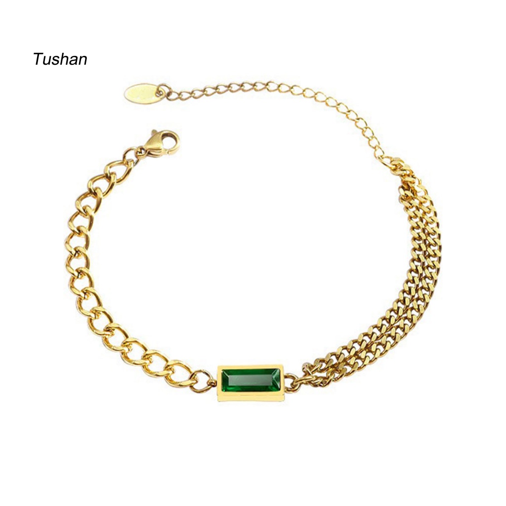 Bộ Trang Sức Vòng cổ / Bông Tai / Vòng Tay Mạ Điện Đính Đá Zircon Hình Vuông Phong Cách Vintage Dành Cho Nữ