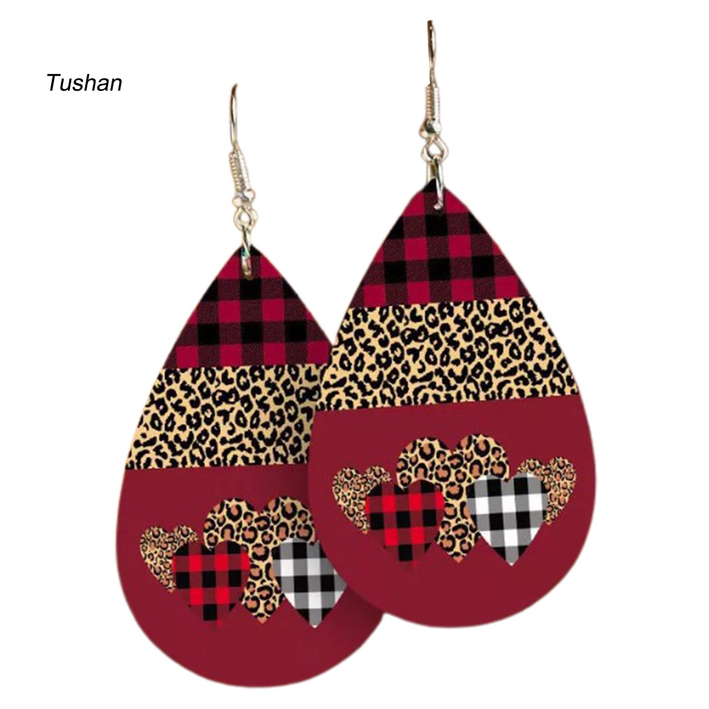 1 Đôi Bông Tai Giả Da Hình Giọt Nước Bằng Thép Không Gỉ