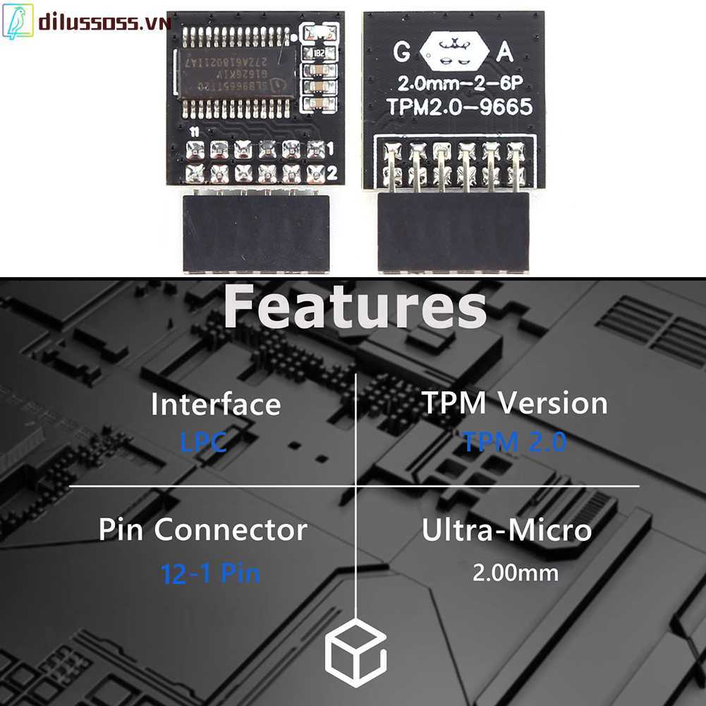 Mô Đun An Ninh Mã Hóa TPM 2.0-9665 12Pin Cho Thẻ Bài Gigabyte