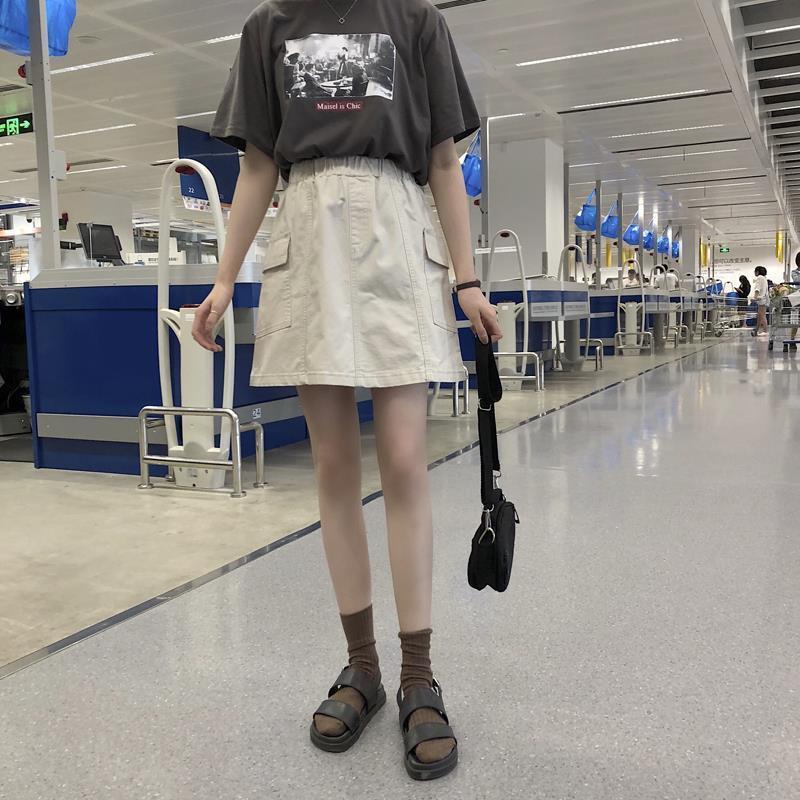 Chân Váy Phối Túi Phong Cách Retro Hàn Quốc Cho Nữ