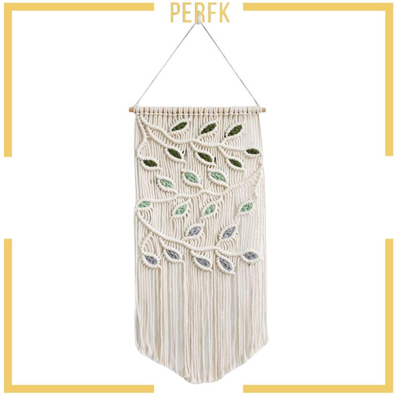 Thảm Dệt Macrame Treo Tường Phối Tua Rua Trang Trí Nhà Cửa