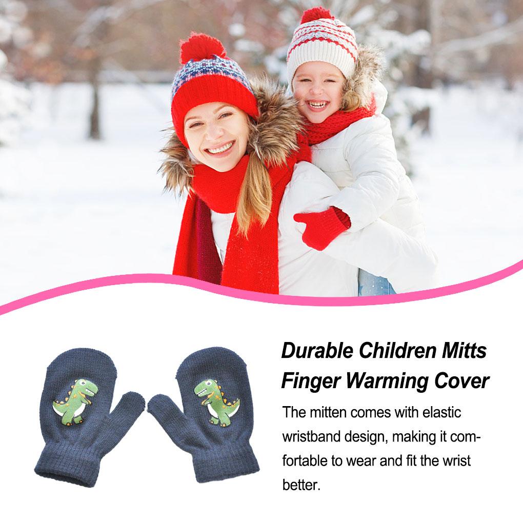 1 Đôi Găng Tay Giữ Ấm Họa Tiết Khủng Long Dễ Thương Cho Bé