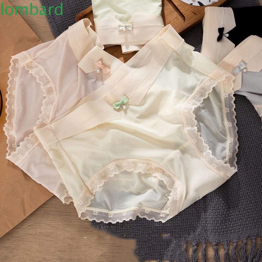 Quần Lót Lụa Phối Ren Đính Nơ Xinh Xắn Thoải Mái Cho Nữ