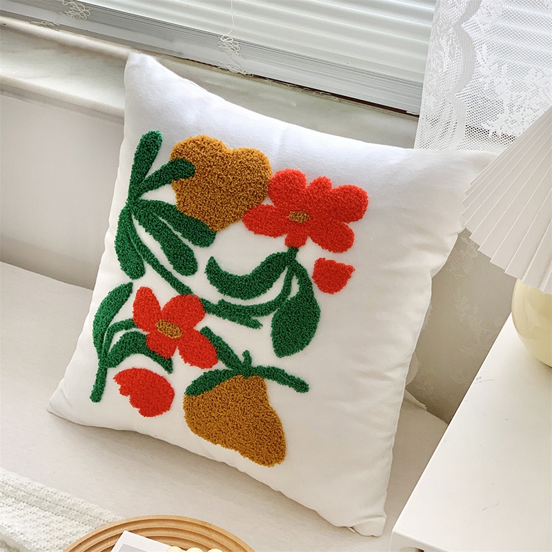 Vỏ Gối Sofa Thêu Hình Hoa Tulip Lãng Mạn