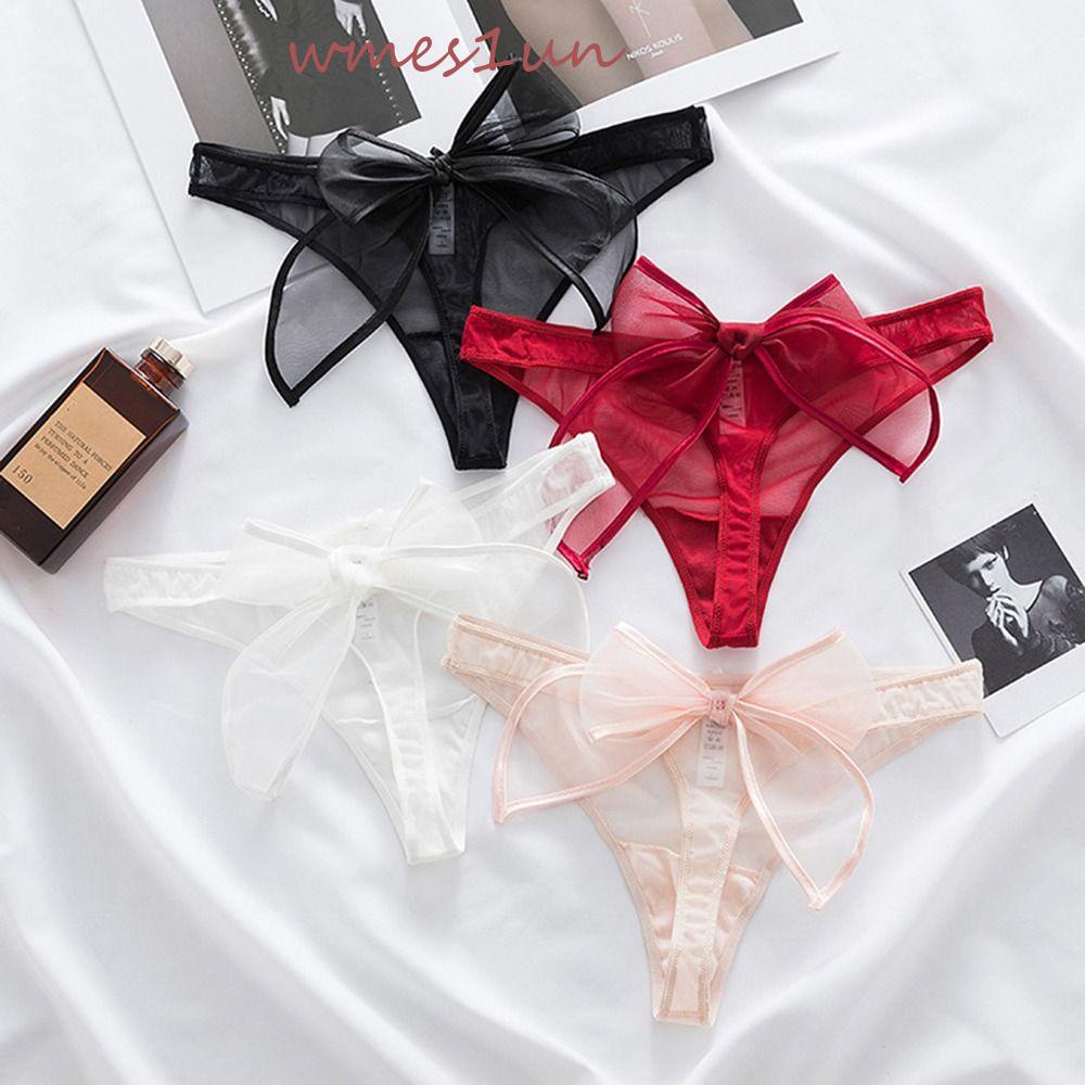 Quần Lót Cotton Satin Phối Ren Đính Nơ 15H Thoải Mái Quyến Rũ Cho Nữ