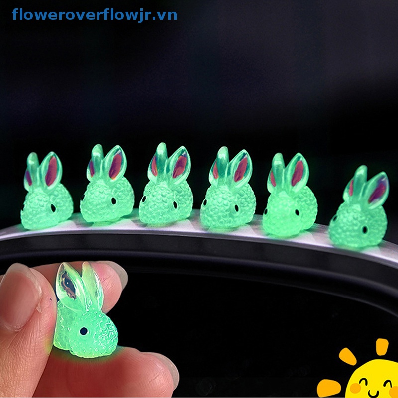 Bộ 4 Tượng Thỏ Bunny Dạ Quang Tự Dính Trang Trí Xe Hơi