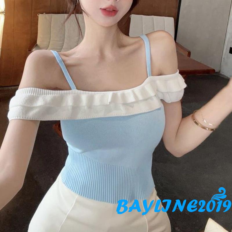 Áo Hai Dây Dệt Kim Thời Trang Mùa Hè Cho Nữ