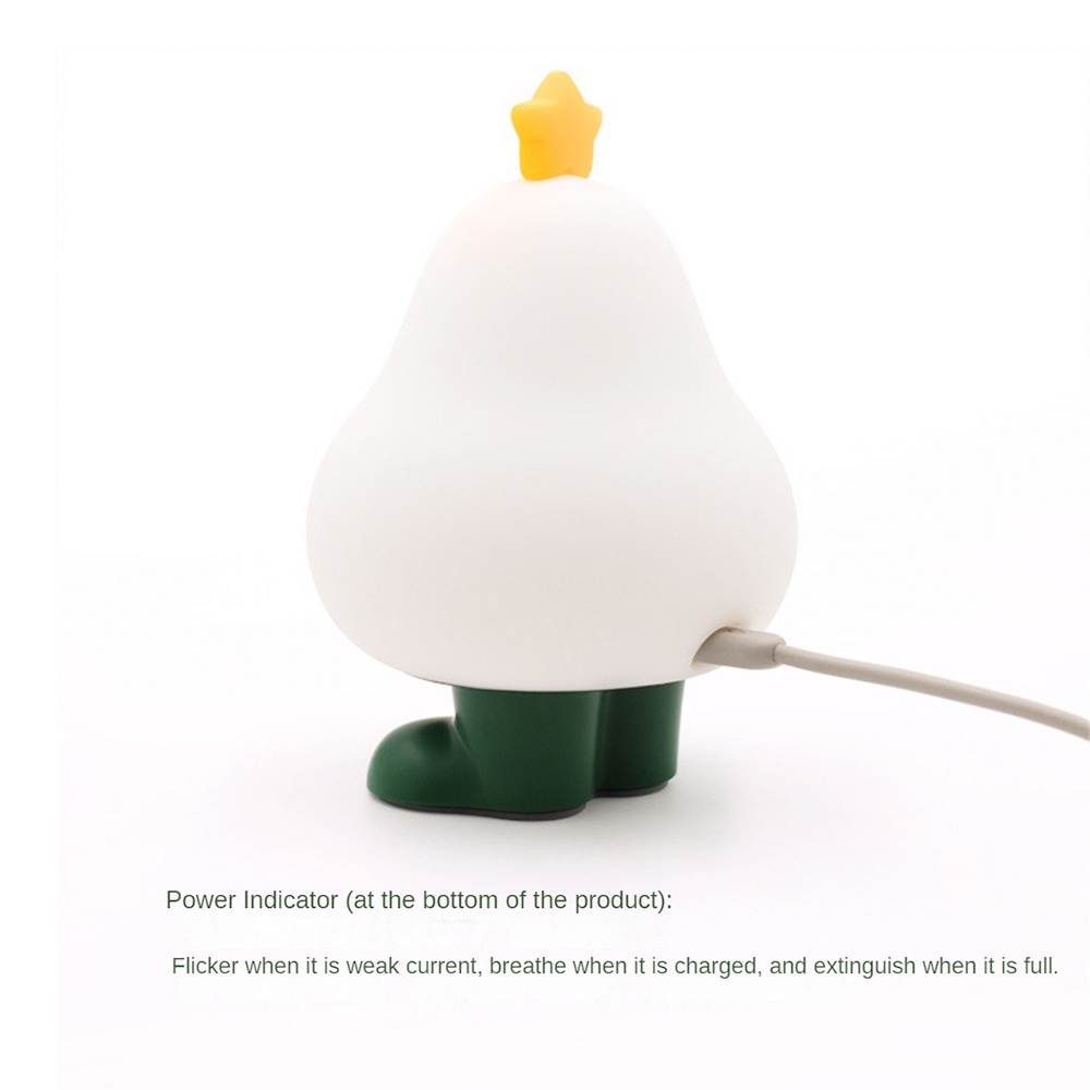 Đèn Ngủ LED Silicone Hình Quả Lê Có Thể Sạc Lại Bằng Cổng USB Trang Trí Phòng Ngủ Trẻ Em