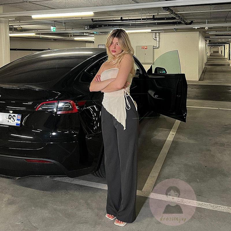 Áo Ống Dây Rút Hở Lưng Xẻ Tà Thời Trang Mùa Hè Cho Nữ