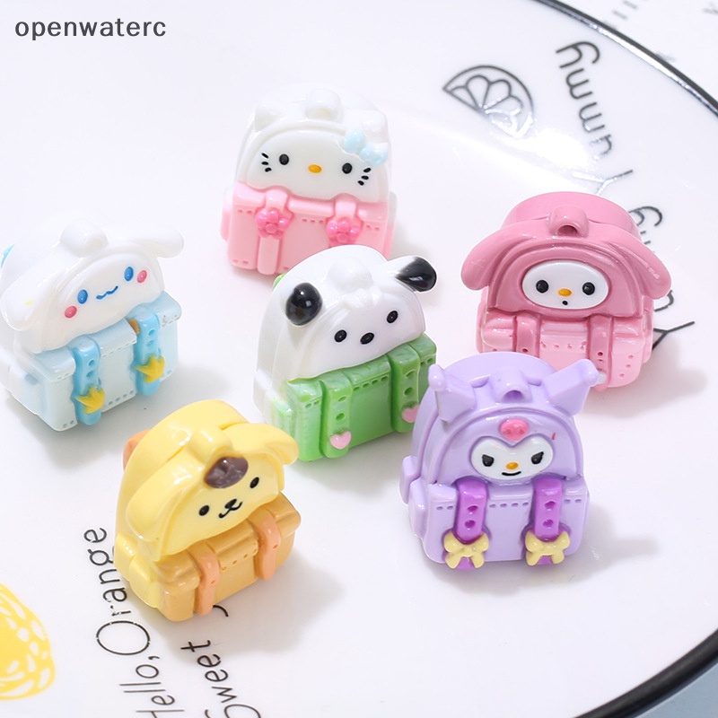 Set 2 Túi Đi Học Nhỏ Bằng Nhựa Resin Sơn Họa Tiết Hoạt Hình 3D Diy Trang Trí Nhà Búp Bê vn