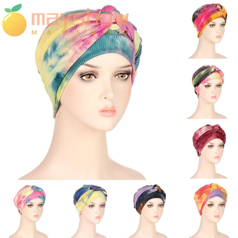 Khăn Trùm Đầu Co Giãn Màu Nhuộm Phong Cách Hồi Giáo