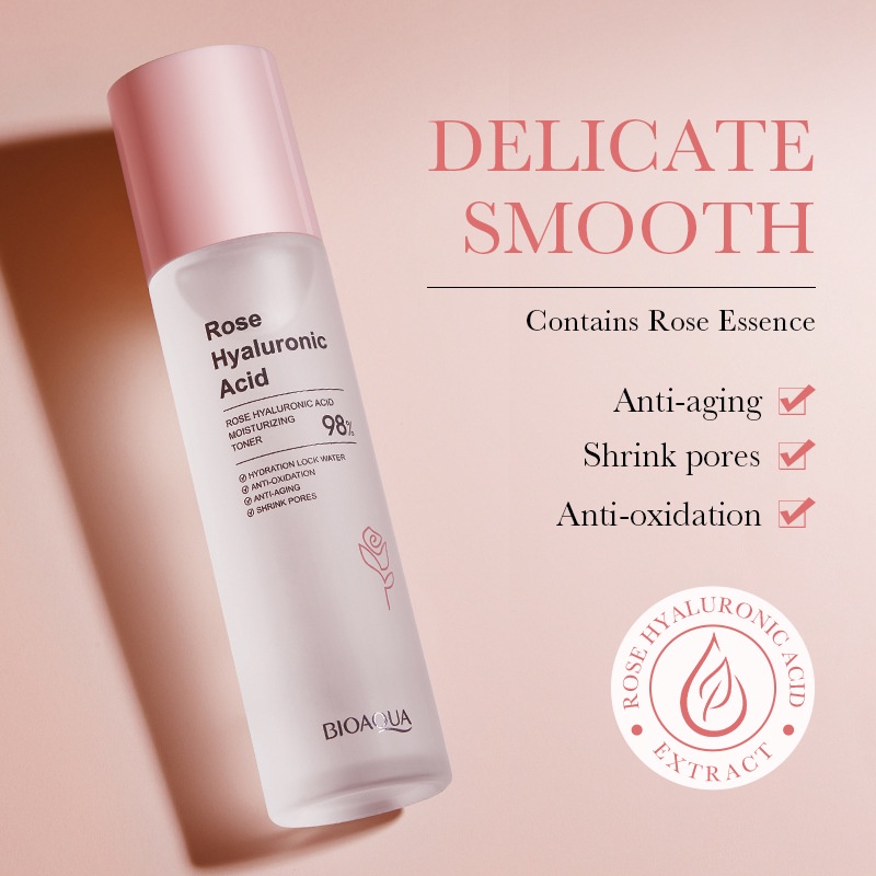 Toner Nước Hoa Hồng BIOAOUA Hoa Hồng Hyaluronic Acid Thu Nhỏ Lỗ Chân Lông 100ml