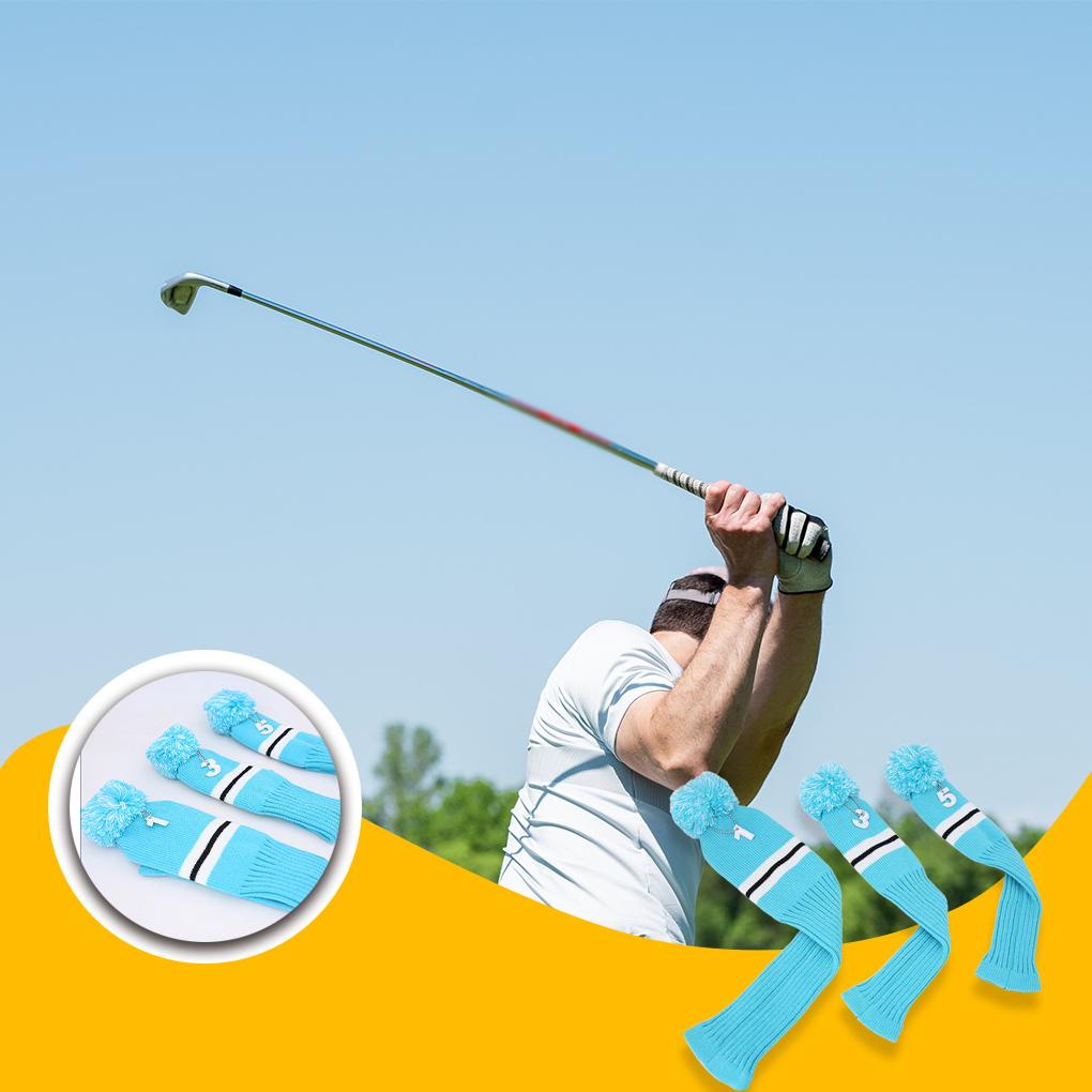 Set 3 Vỏ Bọc Đầu Gậy Đánh Golf Dệt Kim Có Thể Tái Sử Dụng