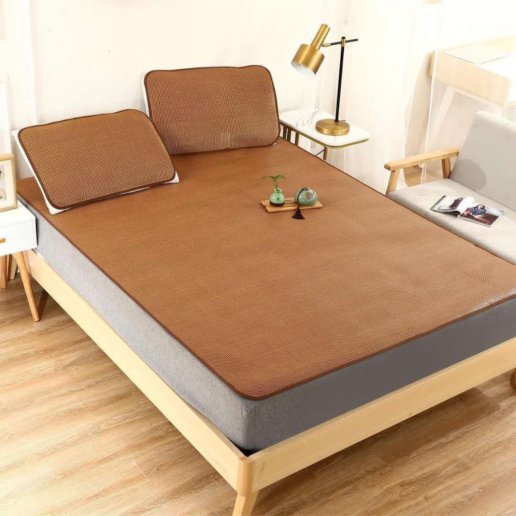 Thảm Mây Lụa Lạnh Hai Mặt Có Thể Gấp Gọn Màu Sắc Cà Phê Tiện Dụng
