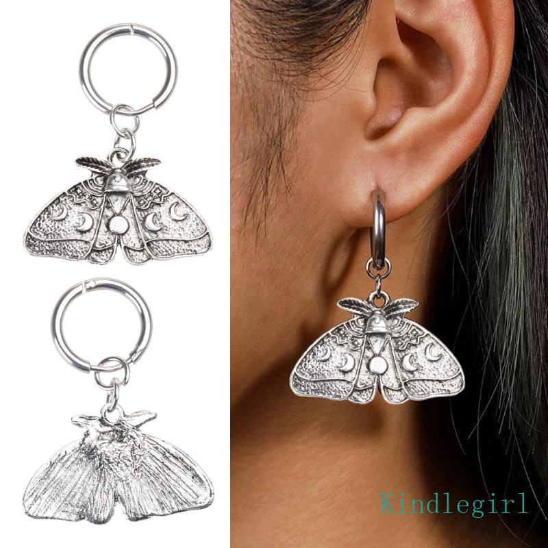 Bông Tai Kim Loại Hình Mặt Trăng Khuyết Phong Cách Punk Goth Cho Nữ