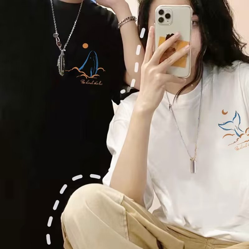 EERSHENSHI Áo Choàng Vải Thời Trang Dạo Phố Năng Động|Áo Thun Tay Ngắn Thời Trang Mới Cho Cặp Đôi