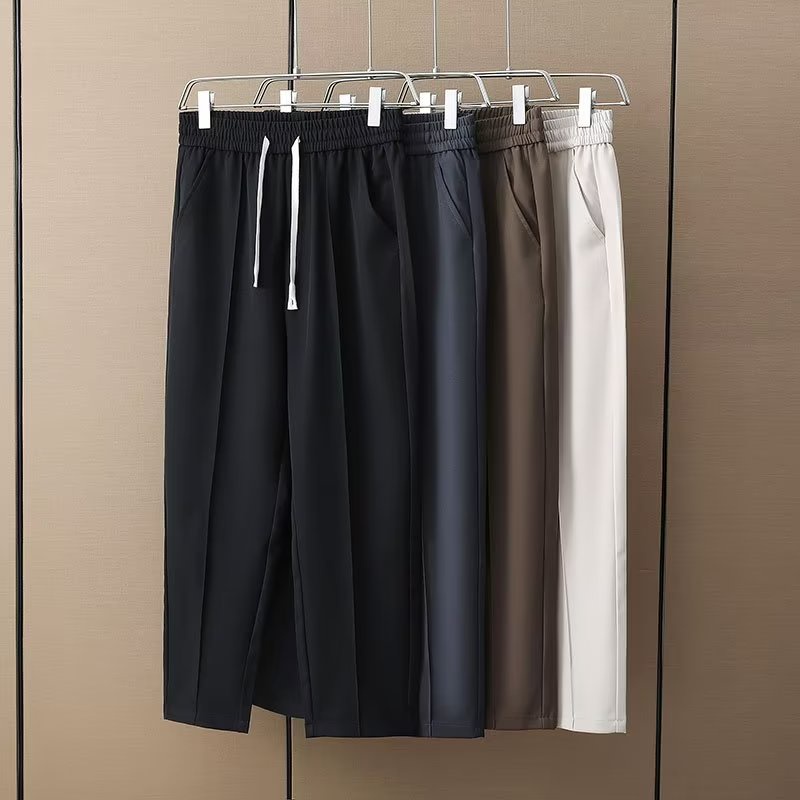 Quần Dài Lưng Thun Dáng Rộng Màu Đen Thời Trang Mùa Hè Cao Cấp Cho Nam