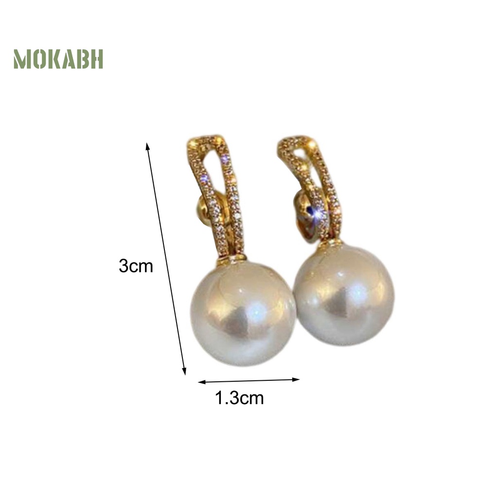 1 Đôi Bông Tai Đính Ngọc Trai Giả Độ Bóng Cao Chống Mài Mòn Thời Trang Cho Nữ