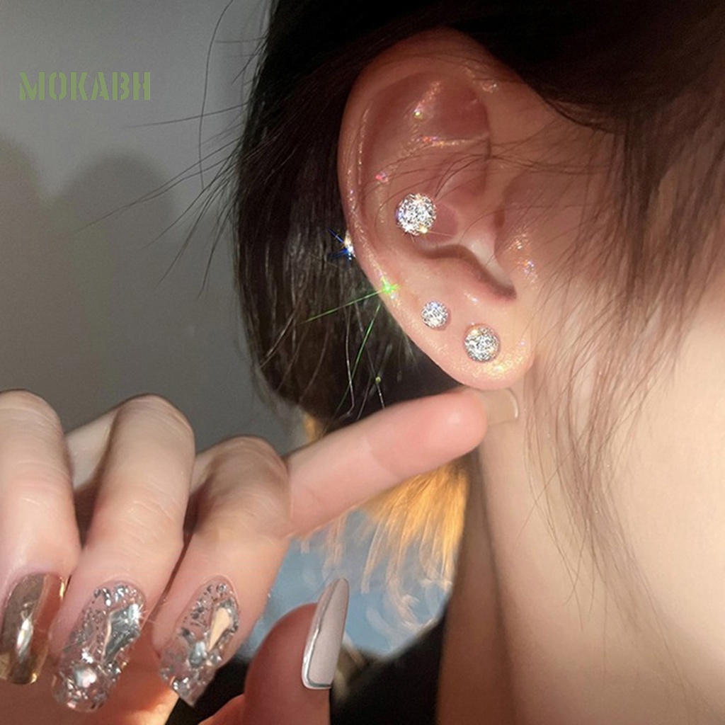 1 Đôi Bông Tai Nữ Đính Đá Thời Trang 4 / 5 / 6mm