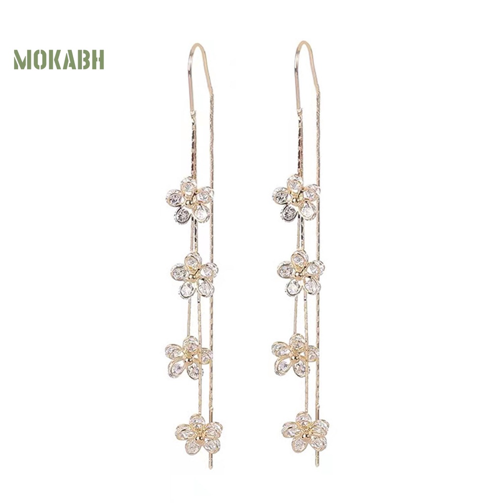 1 Đôi Bông Tai Hình Hoa Đính Đá Lấp Lánh Sang Trọng Không Gây Dị Ứng Dành Cho Nữ