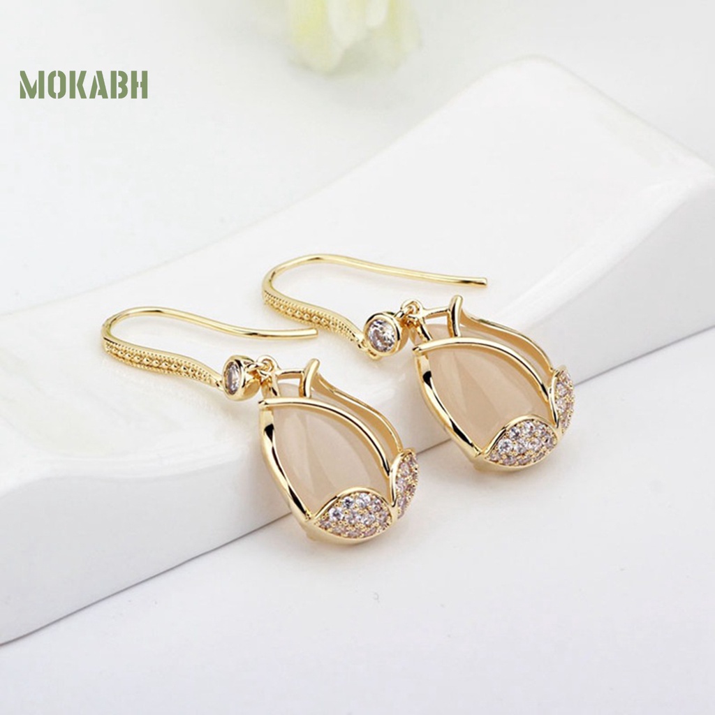 1 Đôi Bông Tai Hoa Tulip Đính Đá Lấp Lánh Cao Cấp Không Gây Dị Ứng Sang Trọng Dành Cho Nữ